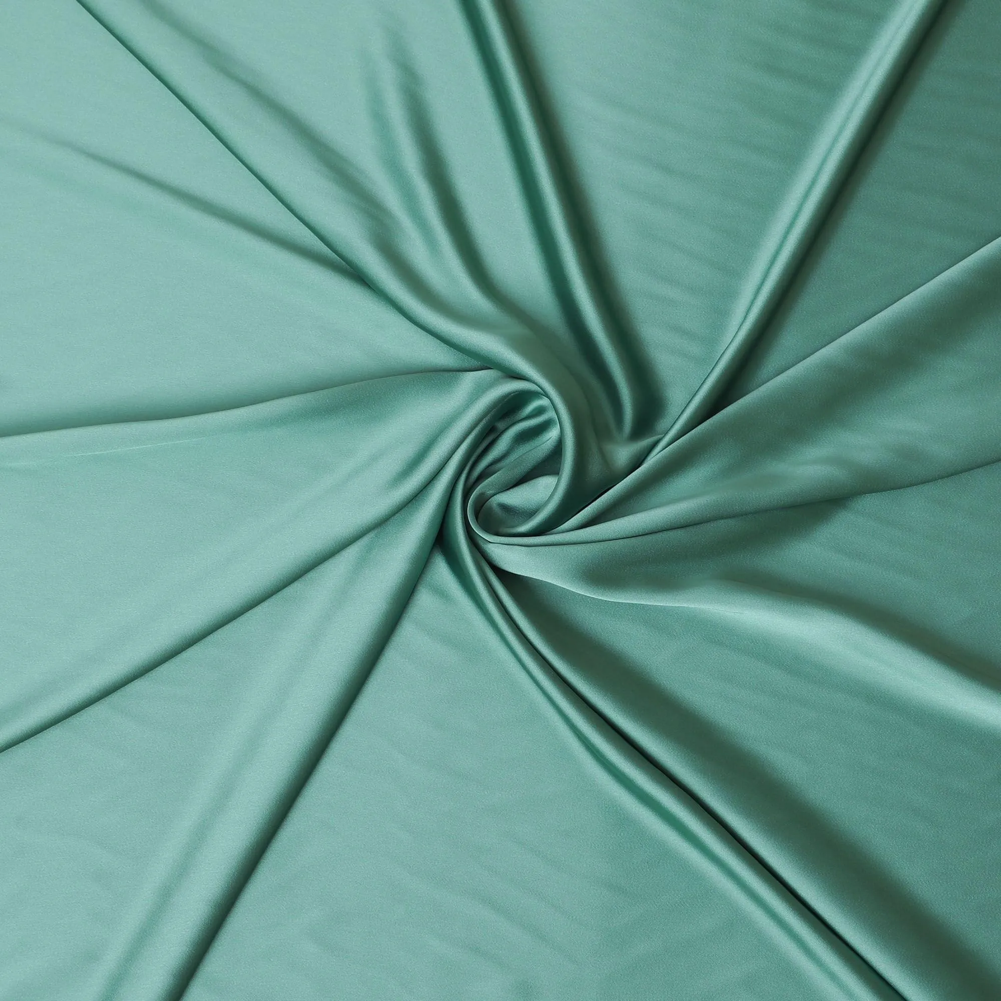 Fern green Plain Premium pure crepe satin fabric-D15848