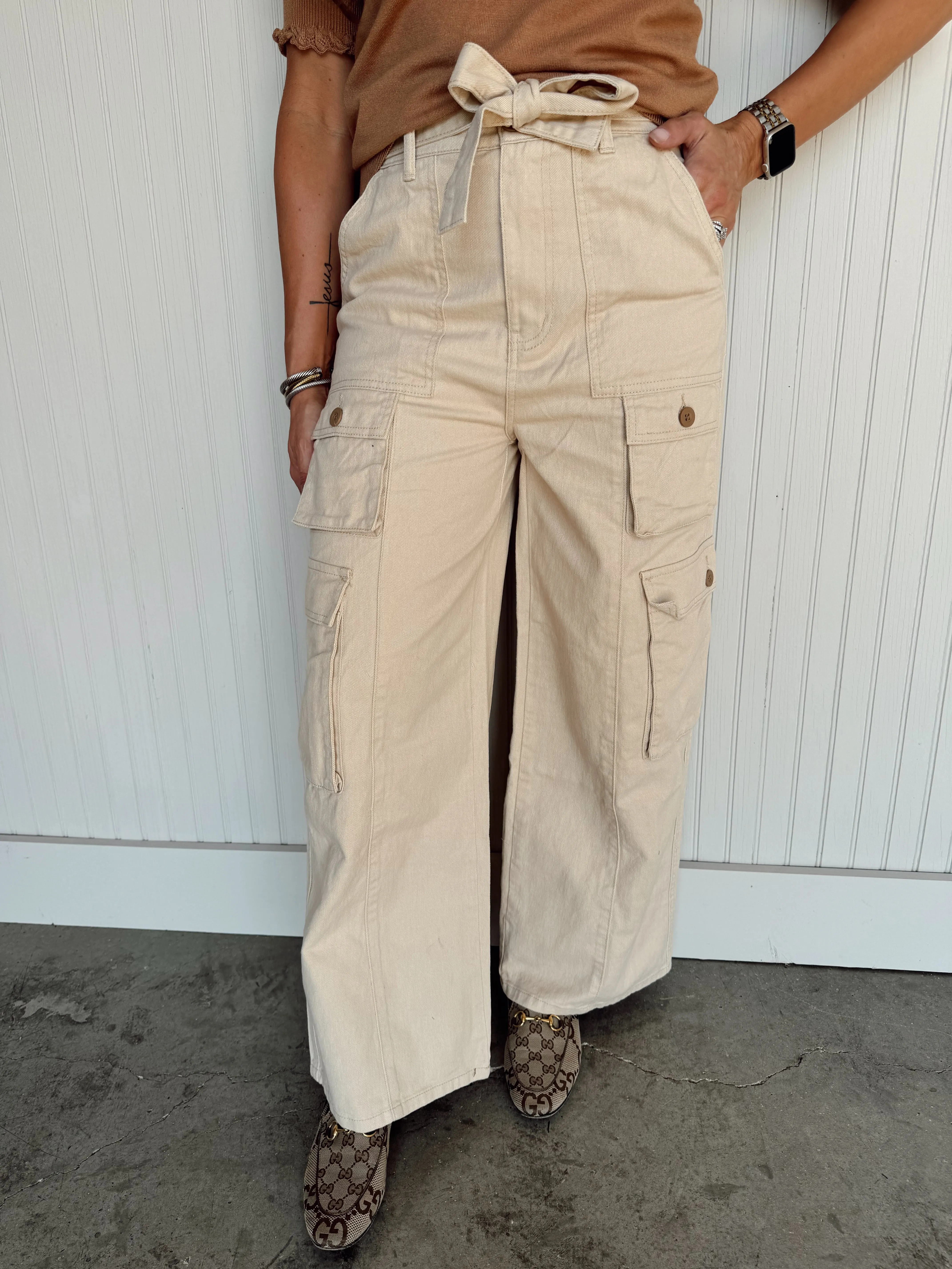 Franny Belted Loose Fit Cargo Pants