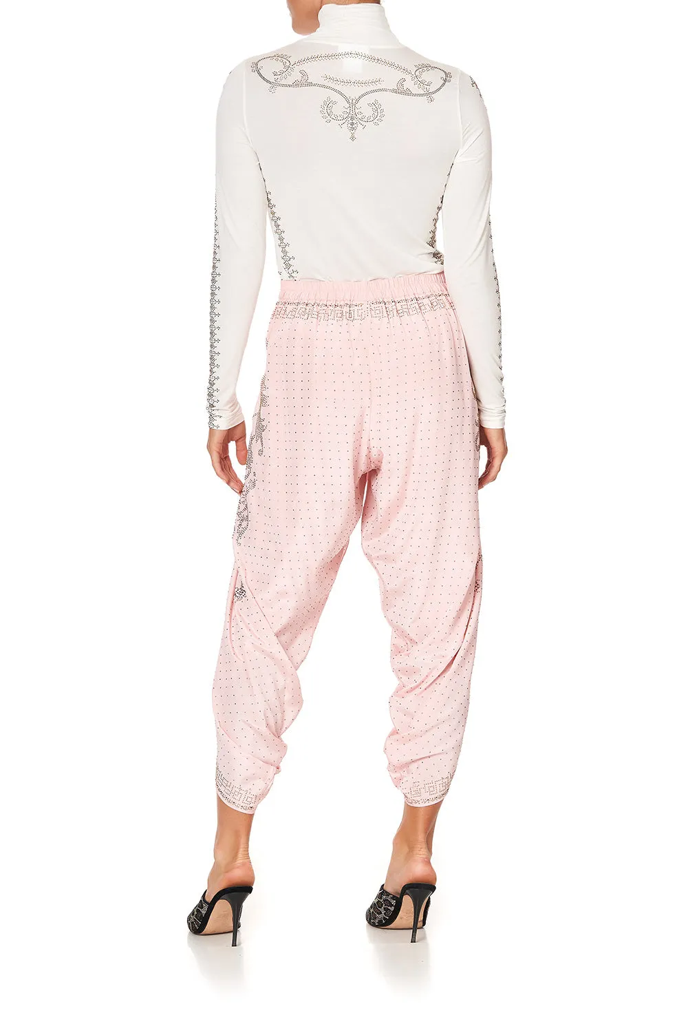 GATHERED WRAP FRONT TROUSER LUXE PINK