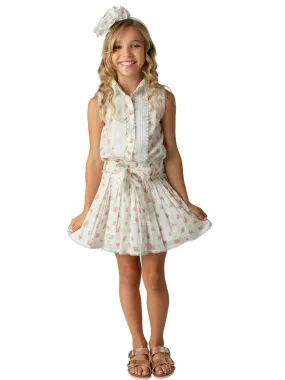 Girls White Floral Annabelle Dress, Sizes 12M-14