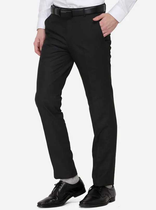 Grey Checked Slim Fit Formal Trouser | Greenfibre