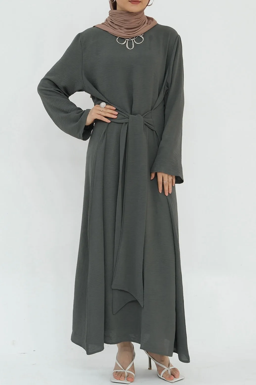 Hanadi Wrap Maxi Dress Abaya 822 - Gray