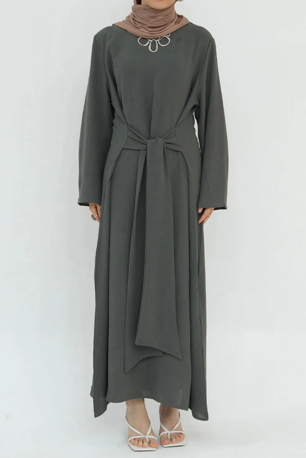 Hanadi Wrap Maxi Dress Abaya 822 - Gray