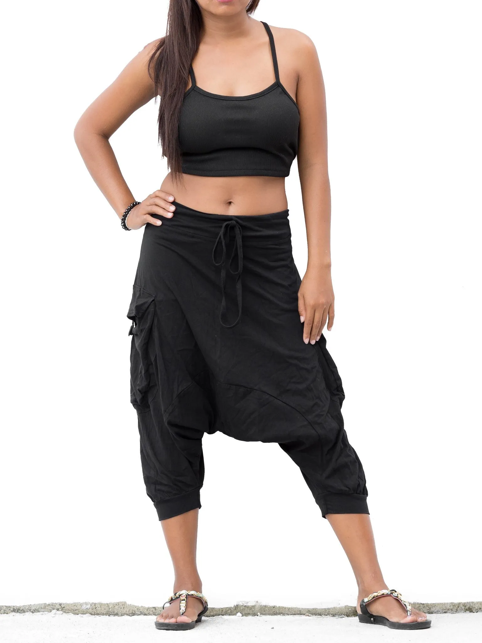 Harem Pants Short Men & Women Black