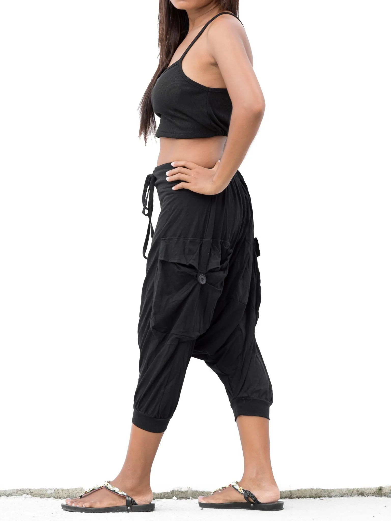 Harem Pants Short Men & Women Black