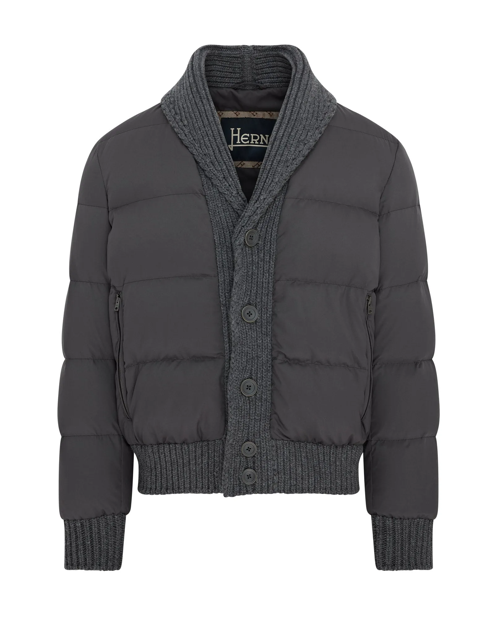 Herno Shawl Collar Quilted Jacket (Grey)