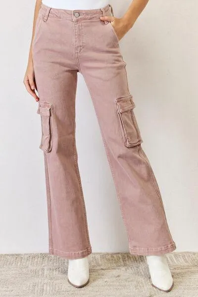 High Rise Cargo Wide Leg Jeans