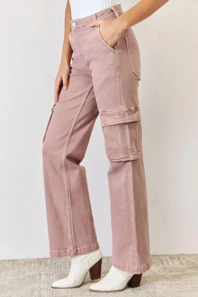 High Rise Cargo Wide Leg Jeans