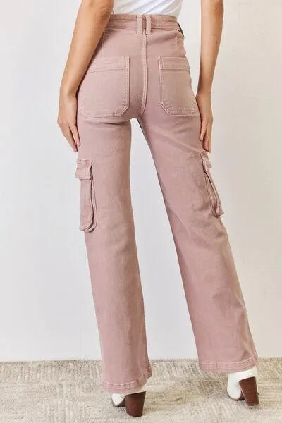 High Rise Cargo Wide Leg Jeans