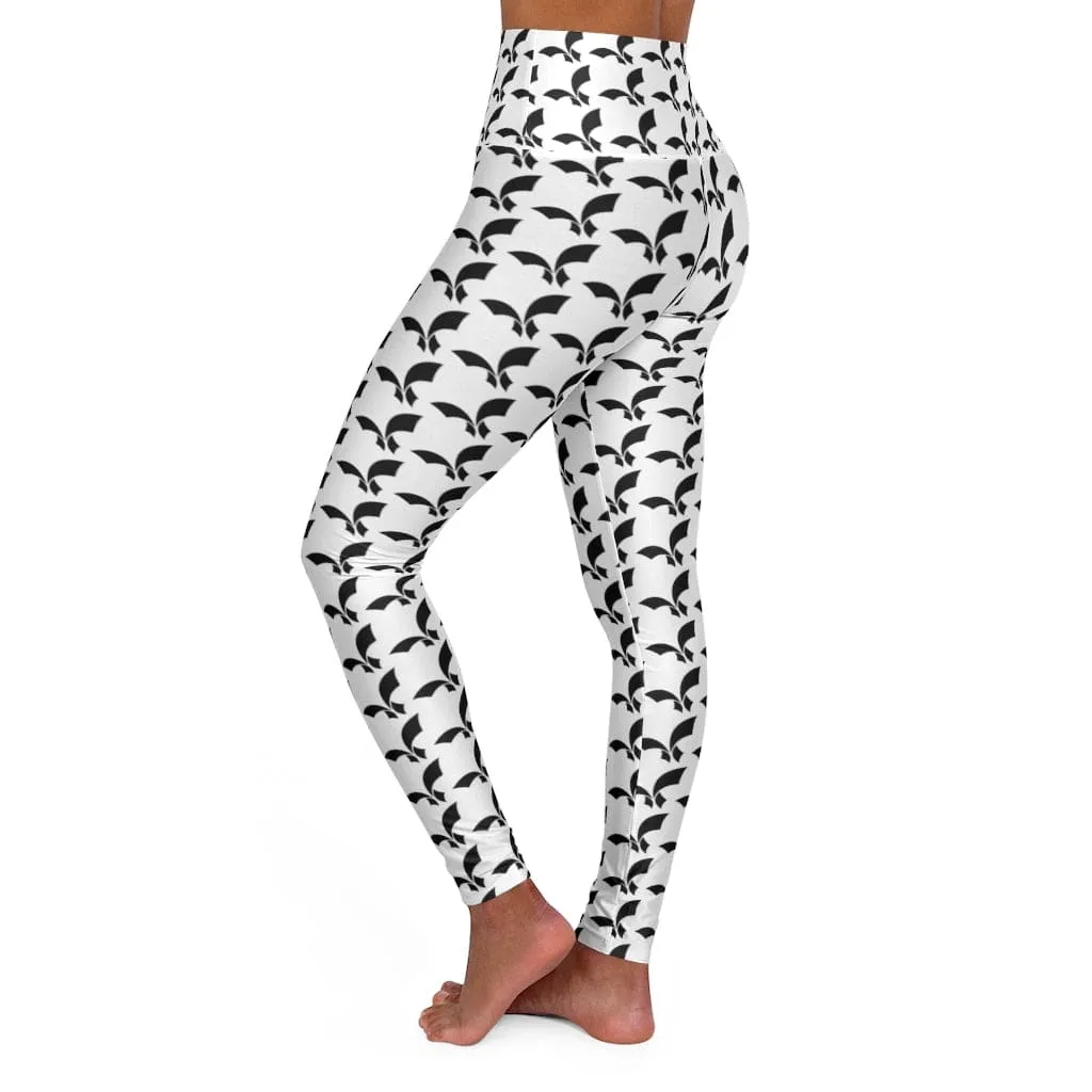 High Waist Fikafuntimes Logo All Over Print Sports Black-White Leggings