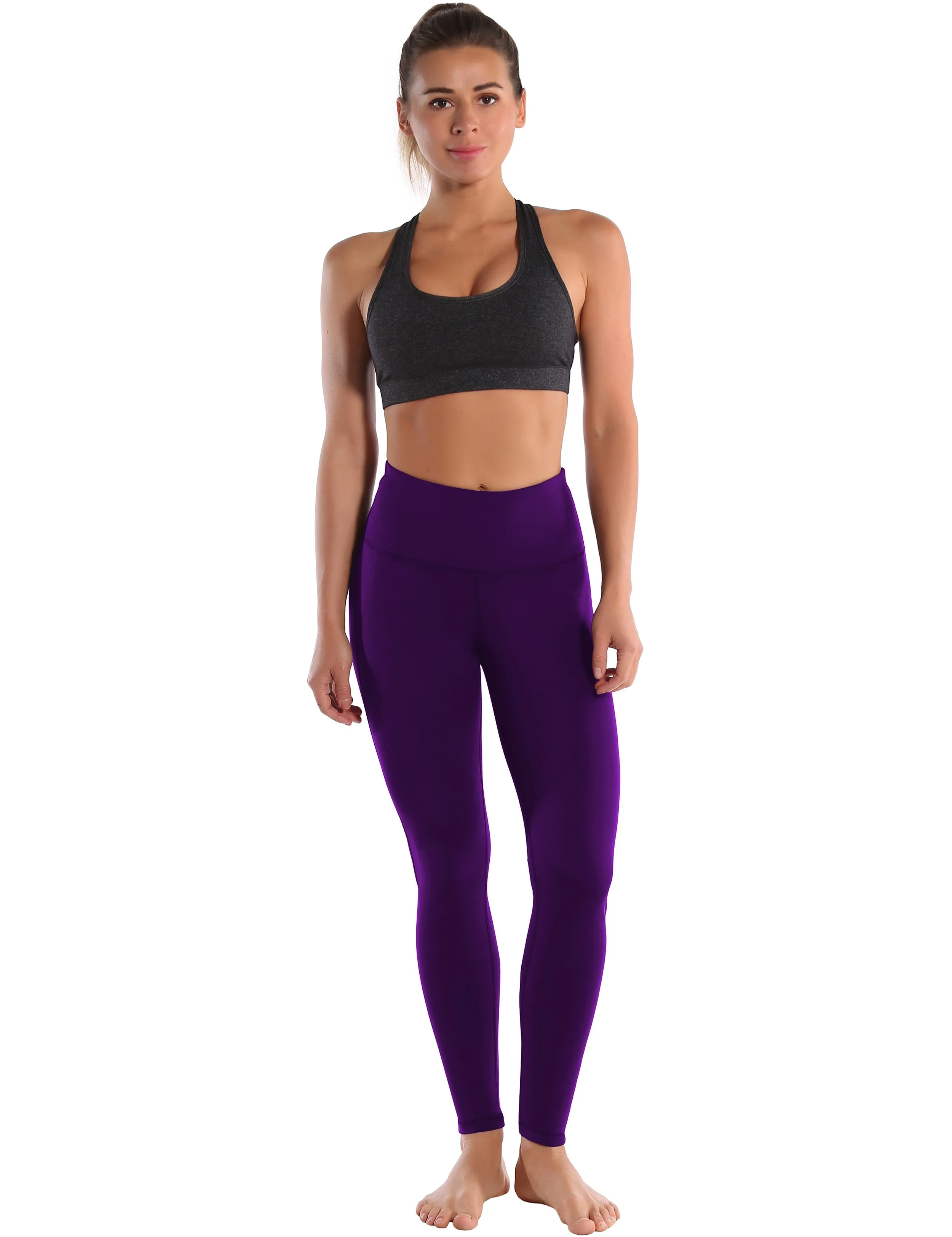 High Waist Side Line Gym Pants eggplantpurple_Gym