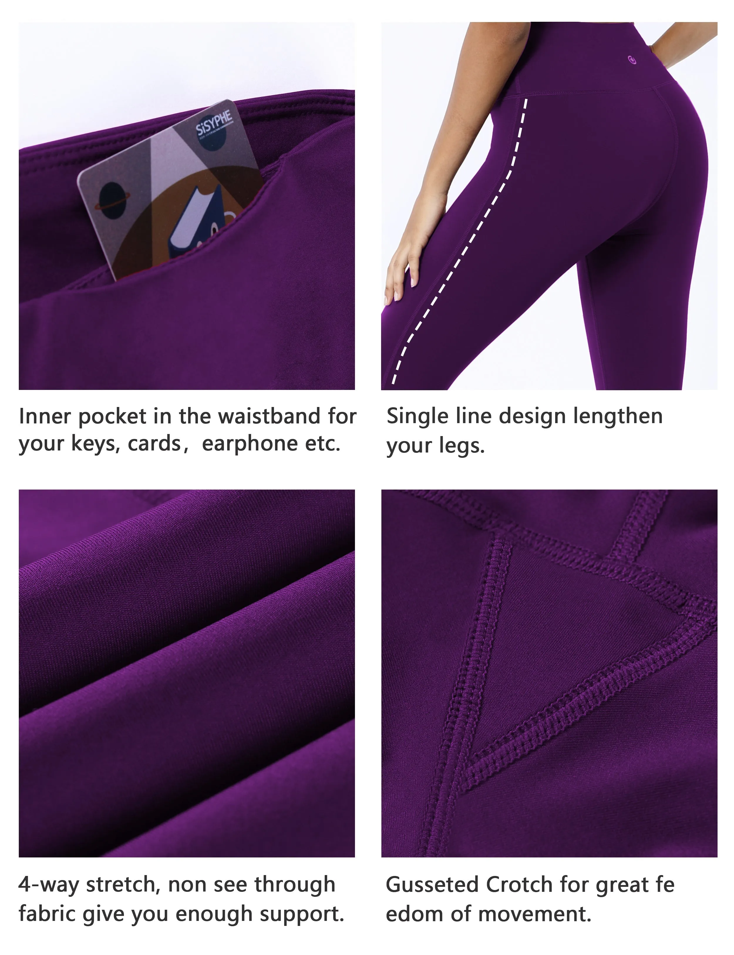 High Waist Side Line Gym Pants eggplantpurple_Gym