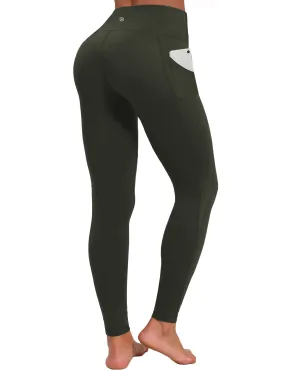 High Waist Side Pockets Gym Pants olivegray_Gym