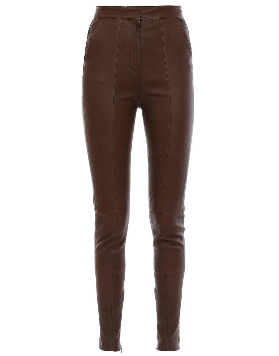 High Waist Stretch Leather Pants