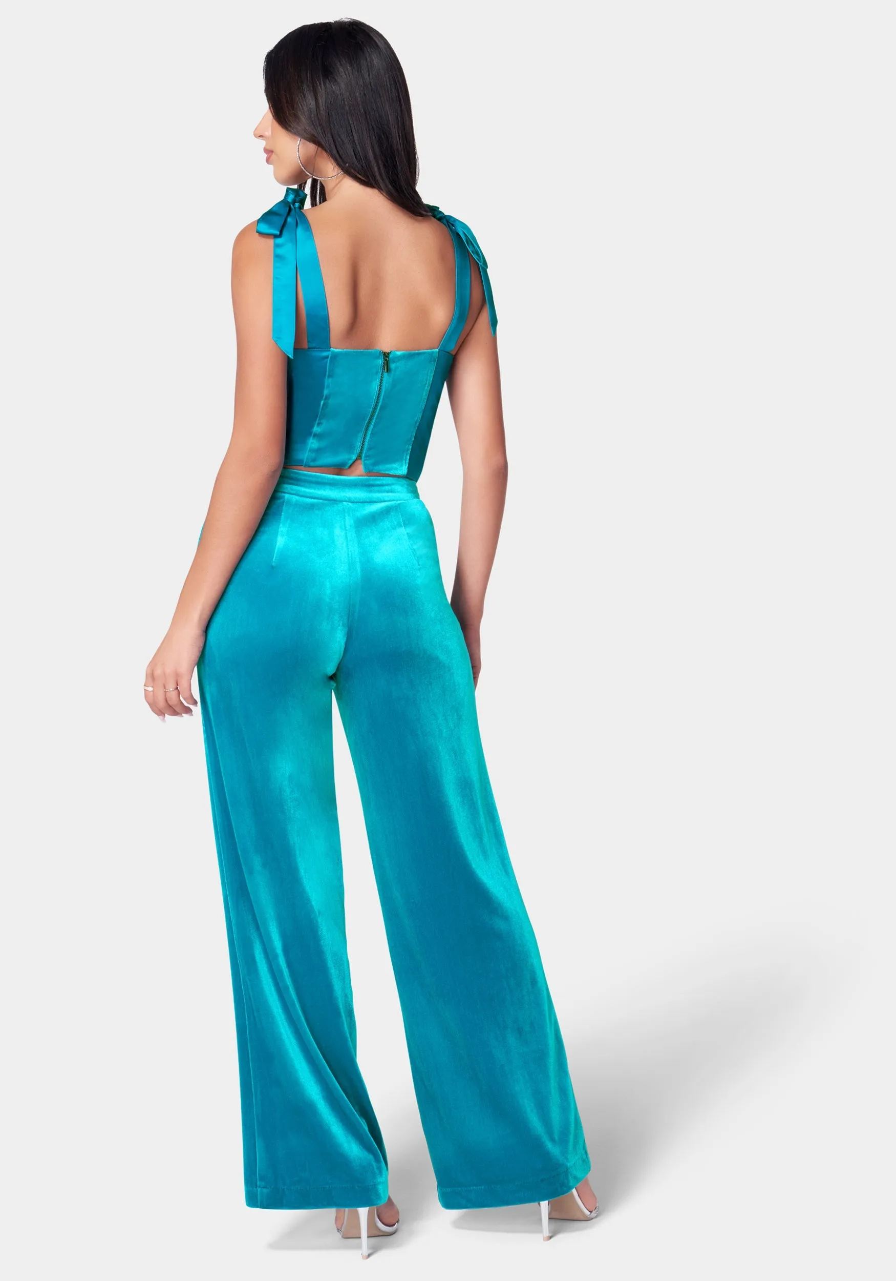 High Waist Wide Leg Velour Pant