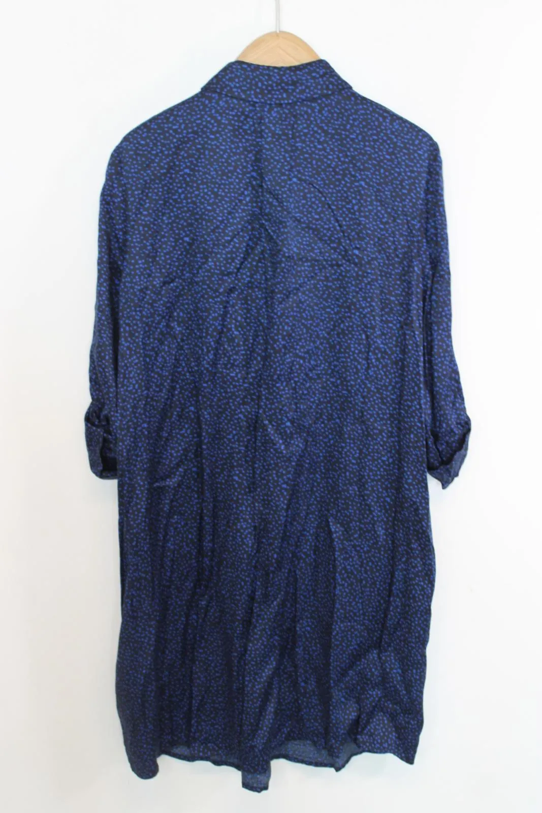 HOBBS Ladies Blue & Black Speckled Half Sleeve Midi Shirt Dress EU40 UK12