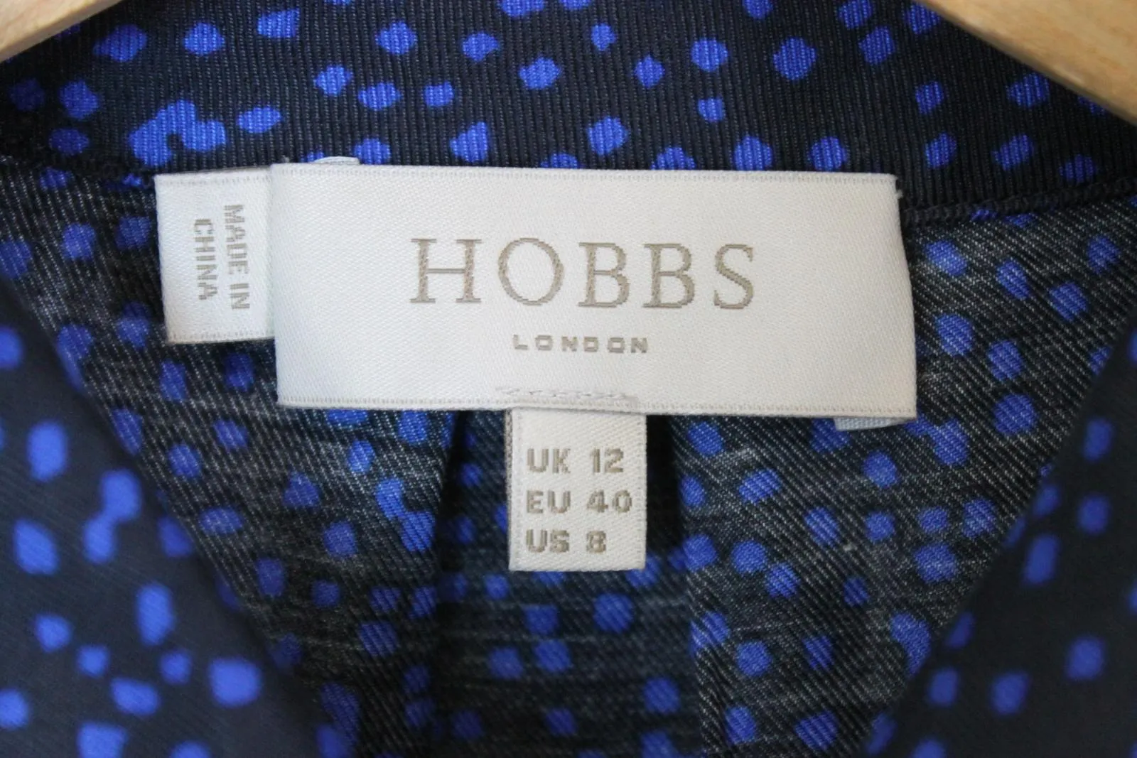 HOBBS Ladies Blue & Black Speckled Half Sleeve Midi Shirt Dress EU40 UK12