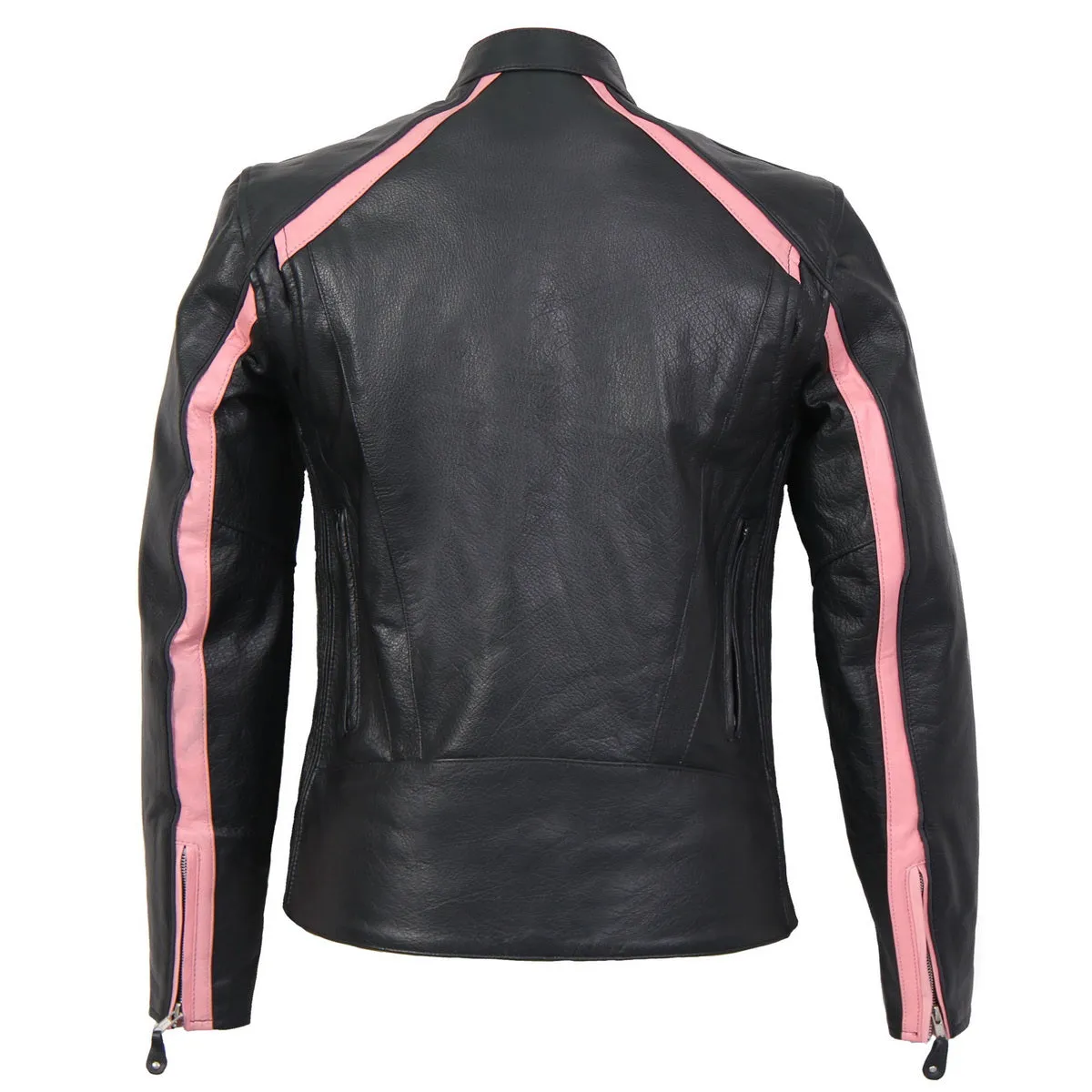 Hot Leathers JKL1022 Pink Striped Leather Jacket with Reflective