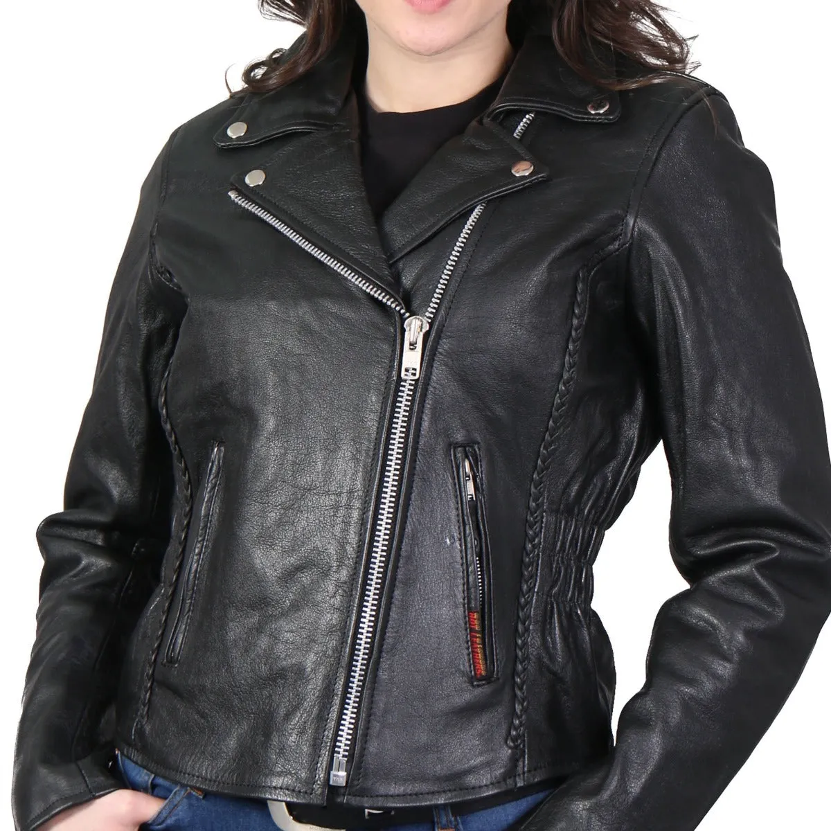 Hot Leathers Women's Braided Motorcycle Leather Jacket