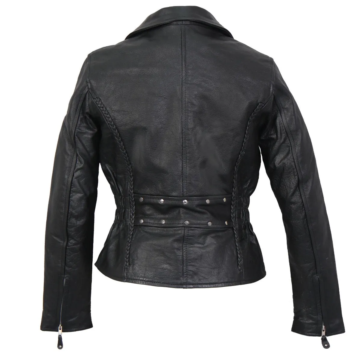 Hot Leathers Women's Braided Motorcycle Leather Jacket