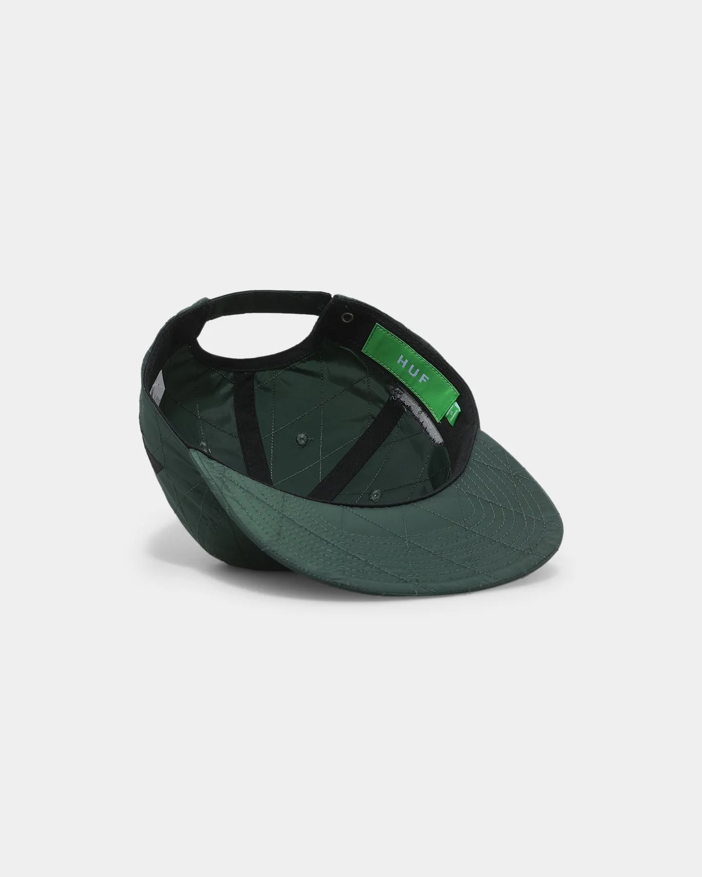 HUF Lightning Quilted 6 Panel Strapback Forest Green