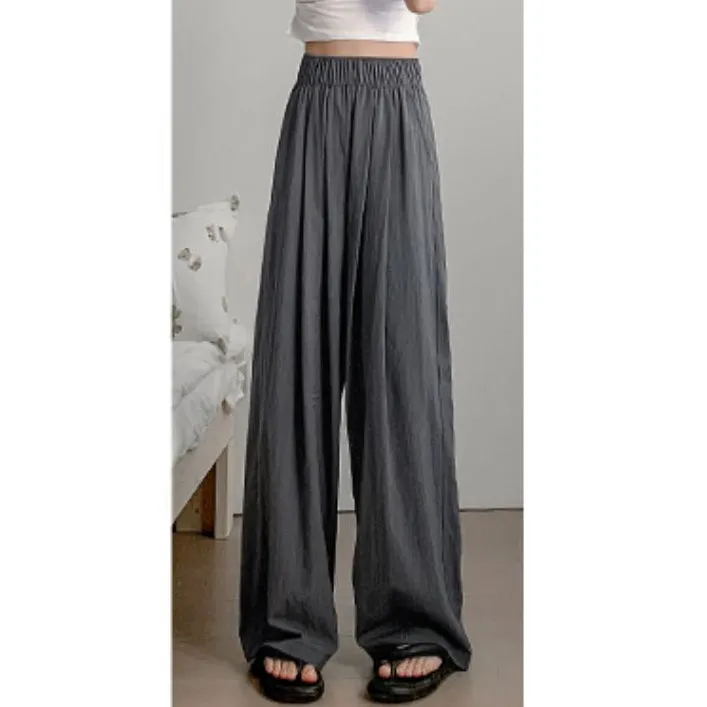 Ice Silk Wide Leg High Waist Cotton Linen Pants