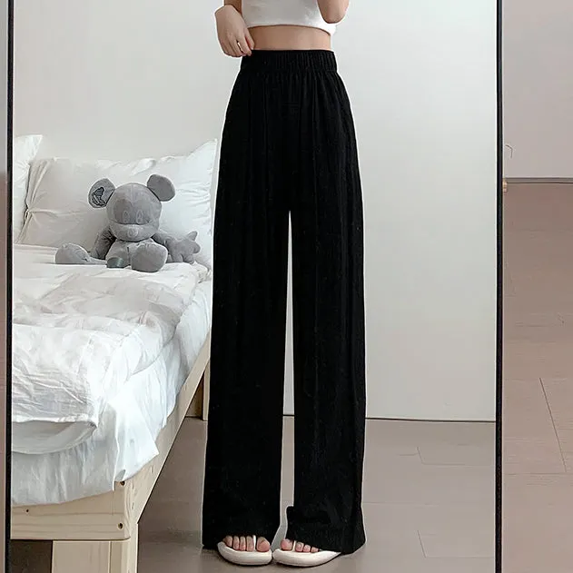 Ice Silk Wide Leg High Waist Cotton Linen Pants