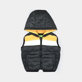 Infant Boys Mix taffeta Quilted Jacket S/L Color Block-W.Y.Black