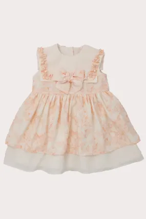 Ivory & Peach Chiffon Girls Dress (2Y - 7Y)