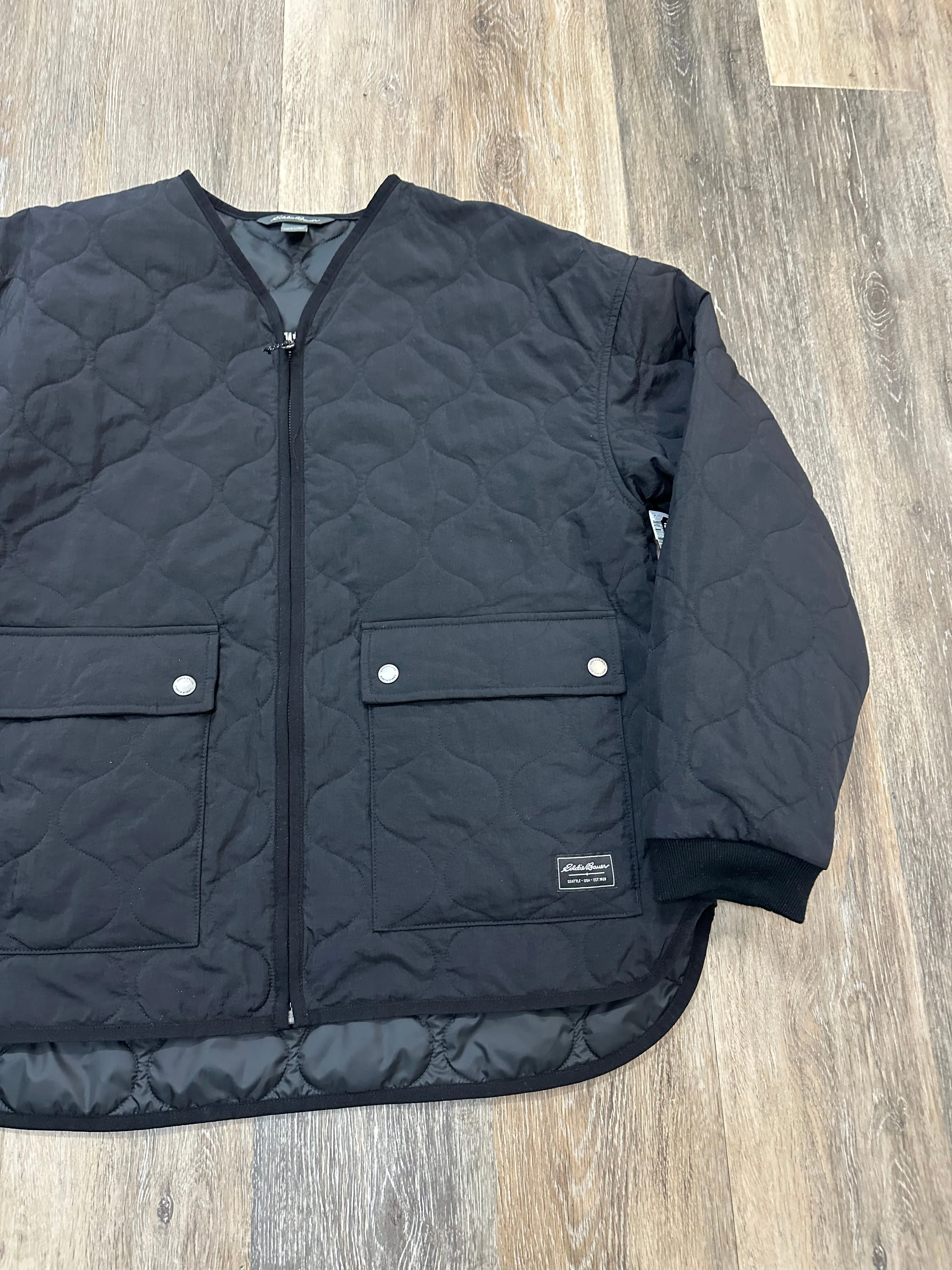 Jacket Puffer & Quilted By Eddie Bauer In Black, Size: M