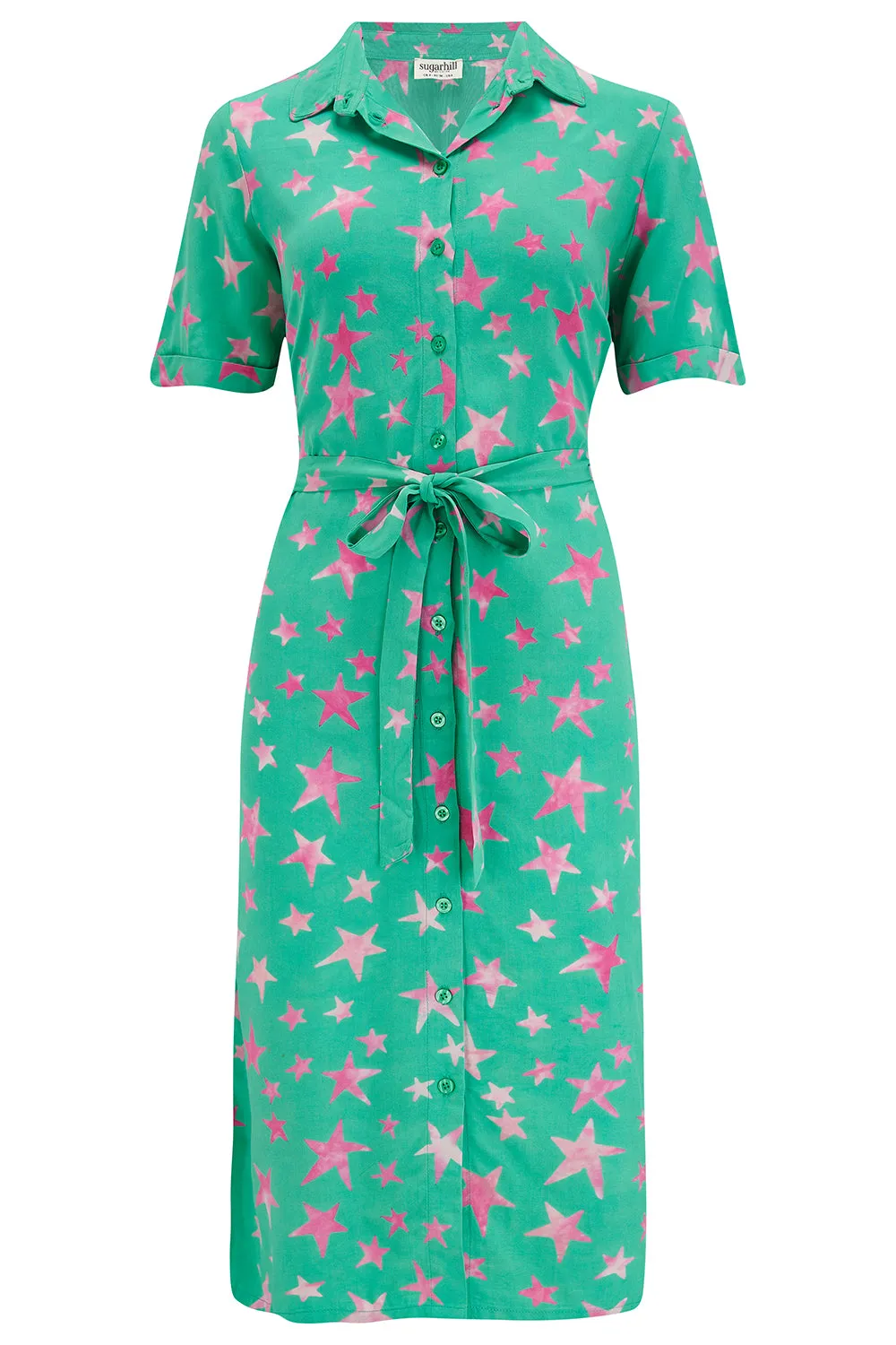 Janice Batik Midi Shirt Dress (Green Supernova Stars)