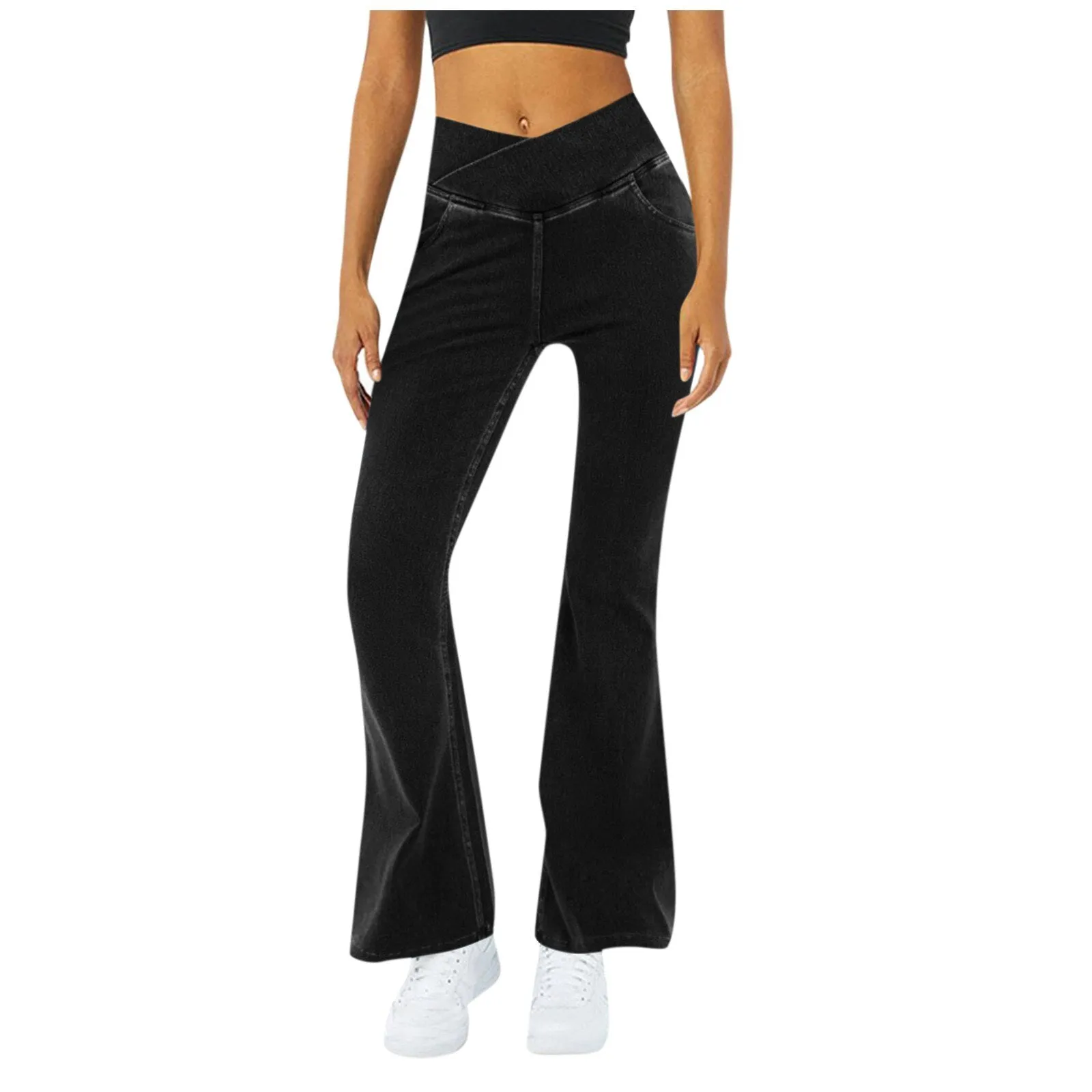 JuliaFashion - 2024Solid Color High Waist Casual Flare Pants