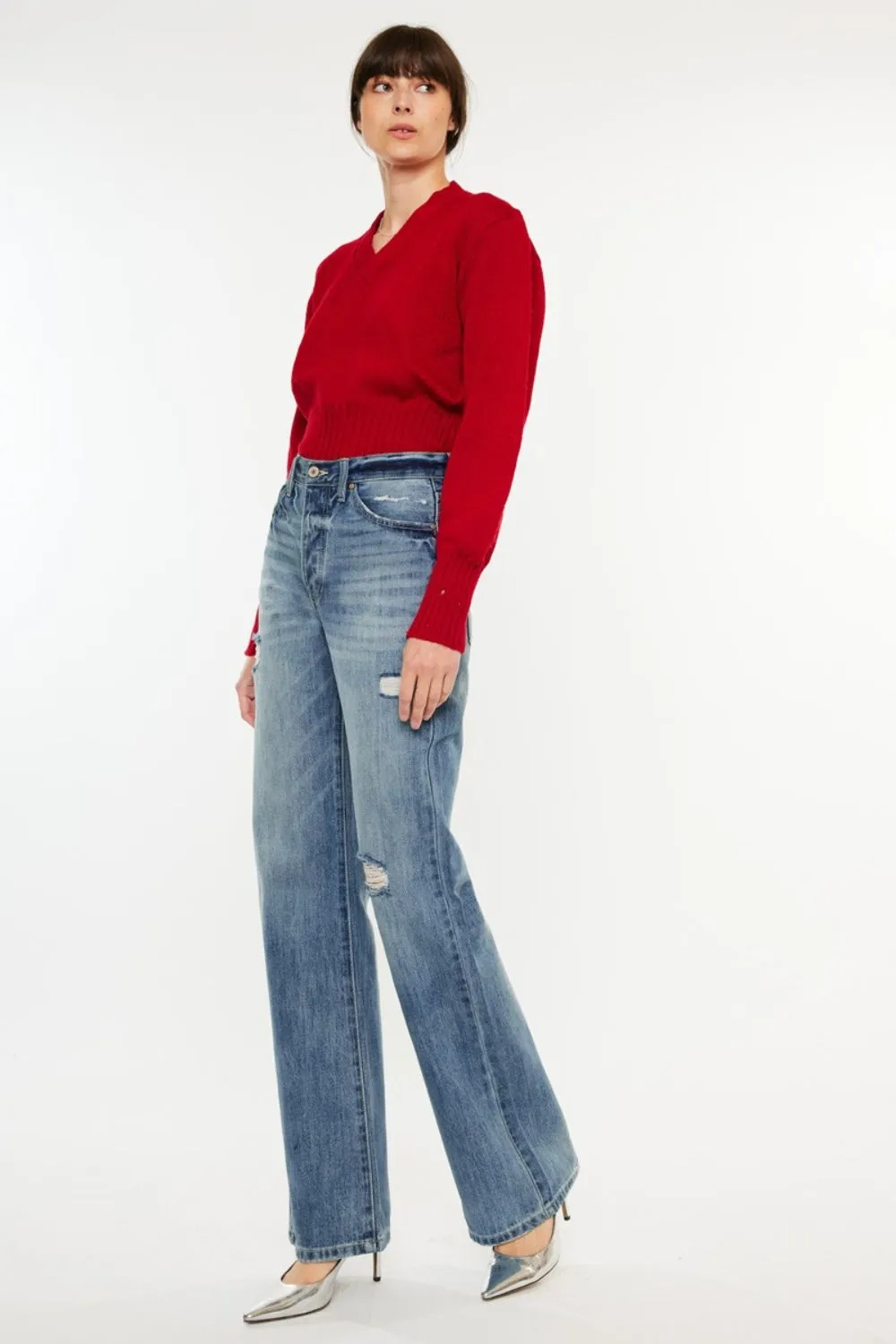 Kancan | High Waist Faded Jeans | Rubies   Lace