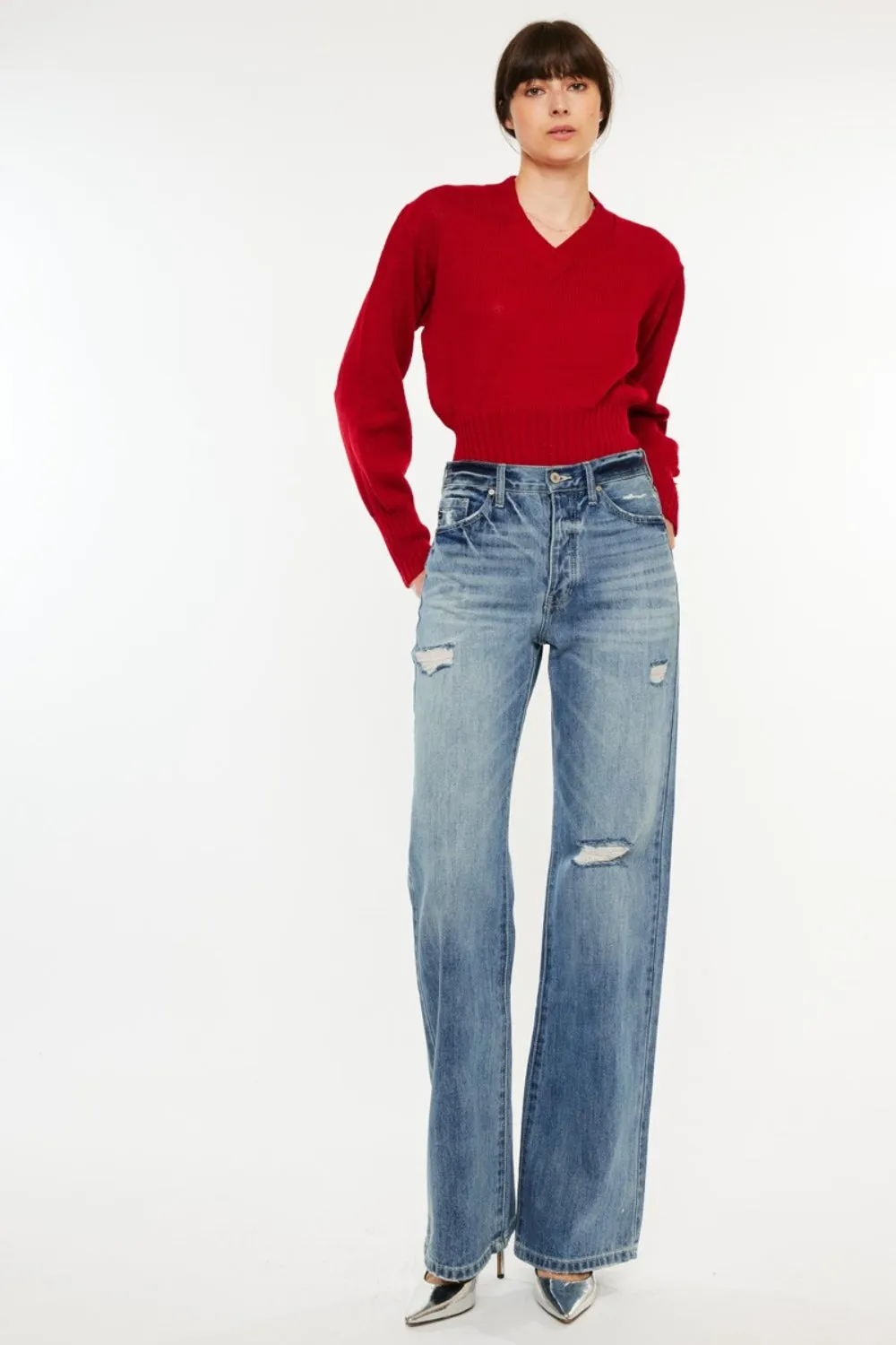 Kancan | High Waist Faded Jeans | Rubies   Lace