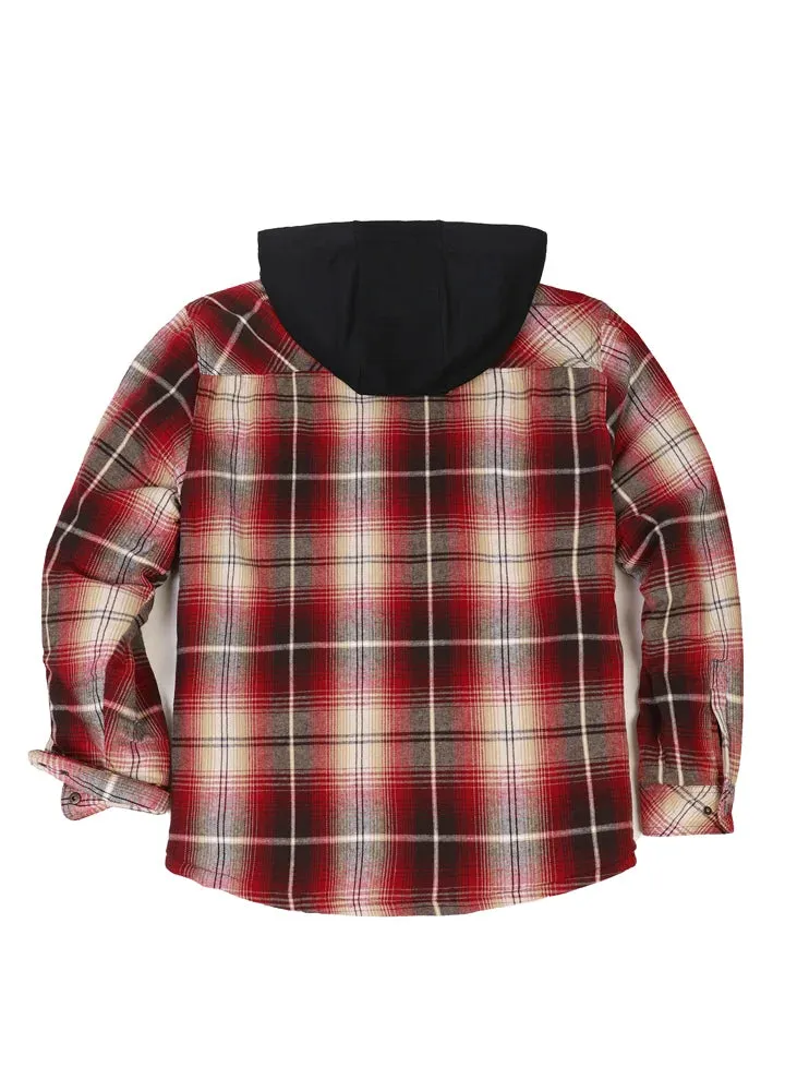 Kids Boys and Girls Quilted Lined Hooded Flannel Shirt Jacket,Snap Button