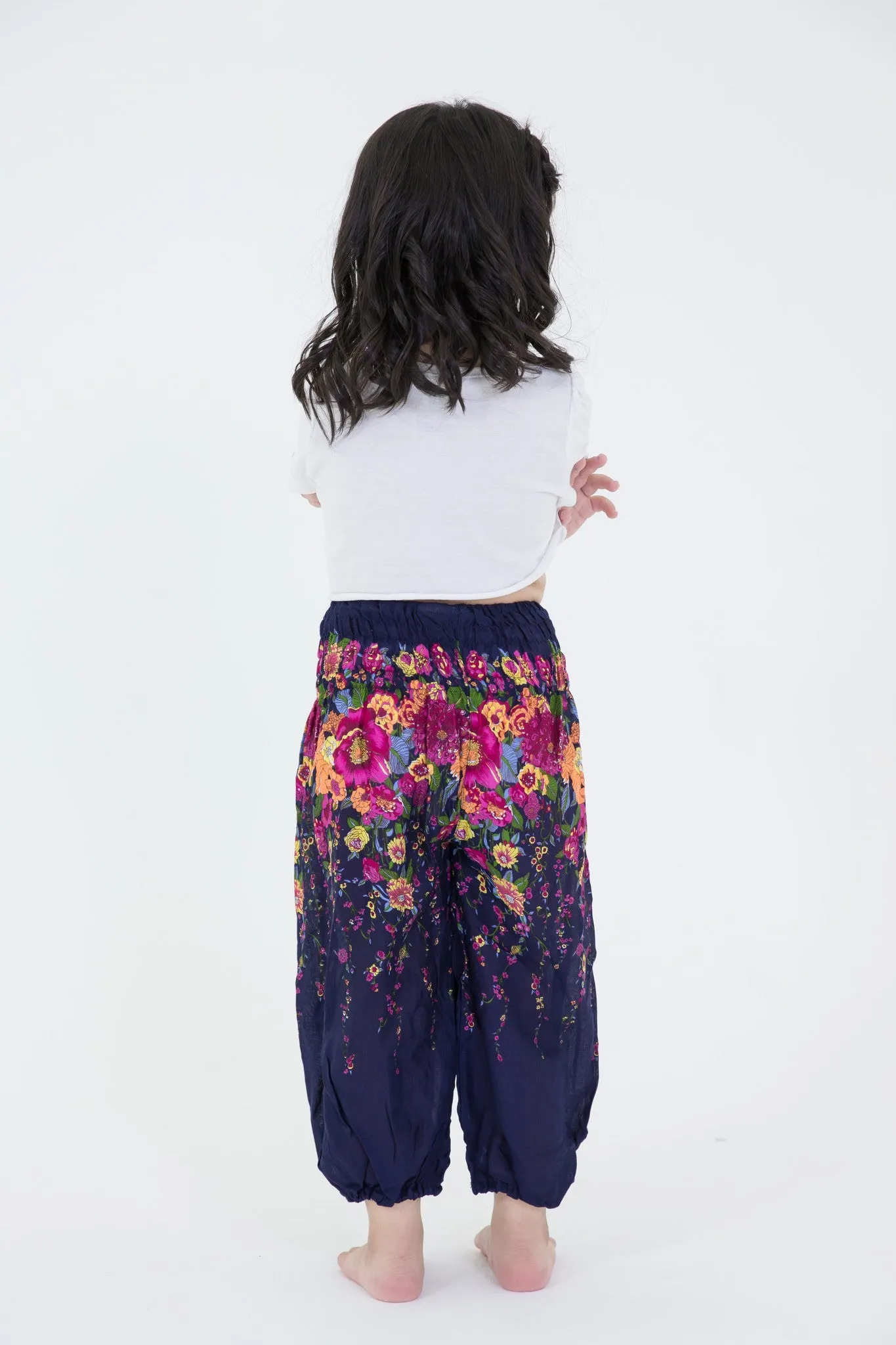 Kids Floral Harem Pants in Blue