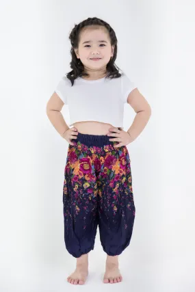 Kids Floral Harem Pants in Blue