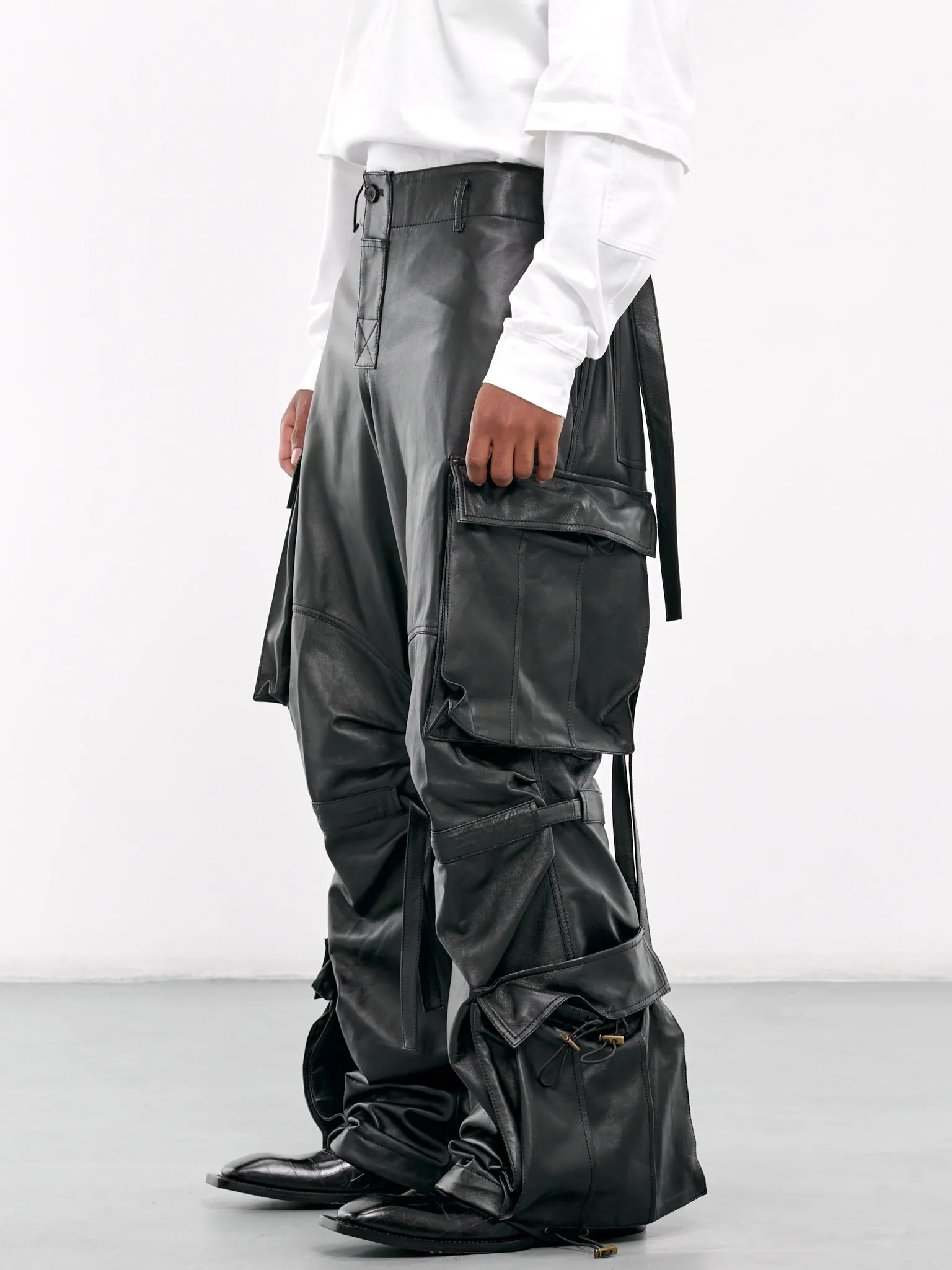 Leather Cargo Pants (MTR17-LTP01-BLACK)