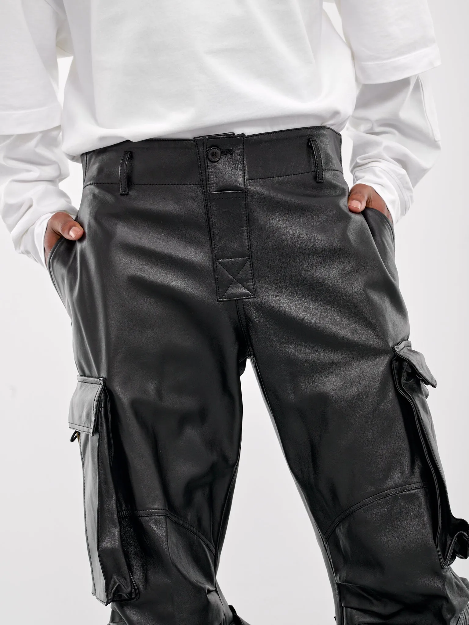 Leather Cargo Pants (MTR17-LTP01-BLACK)