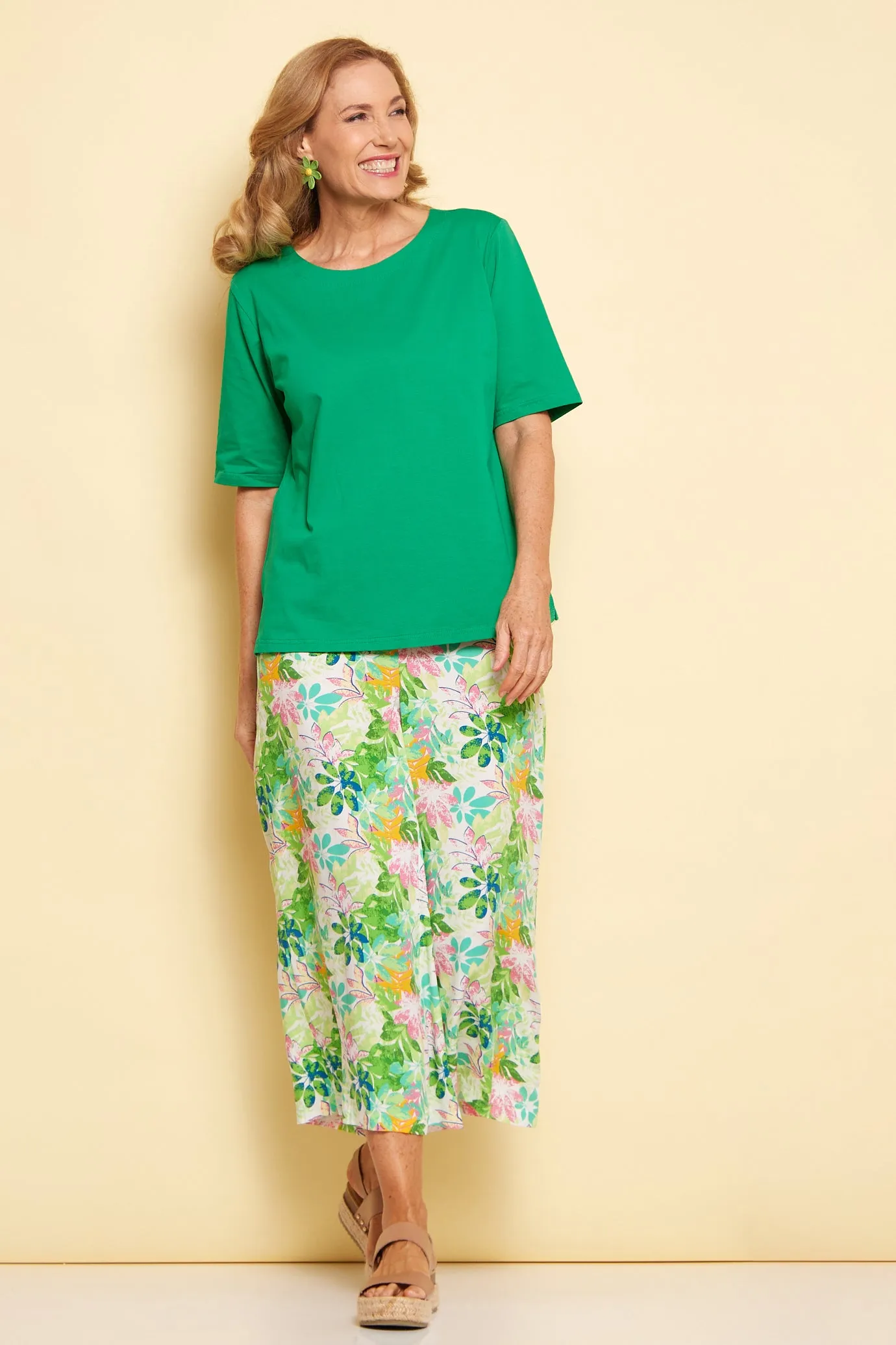 Leaves of Love Print Pants - Green Tree Floral