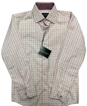 Leo & Zachary Fancy Check Boys Dress Shirt - Pink