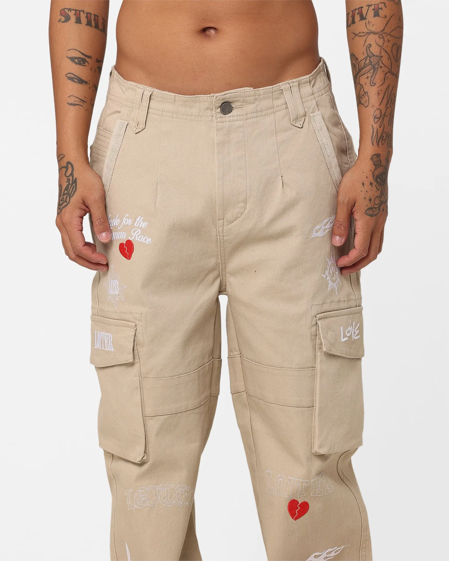 Loiter Sketch Cargo Pants Off White