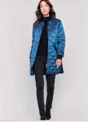  Long Quilted Puffer Jacket - Peacock