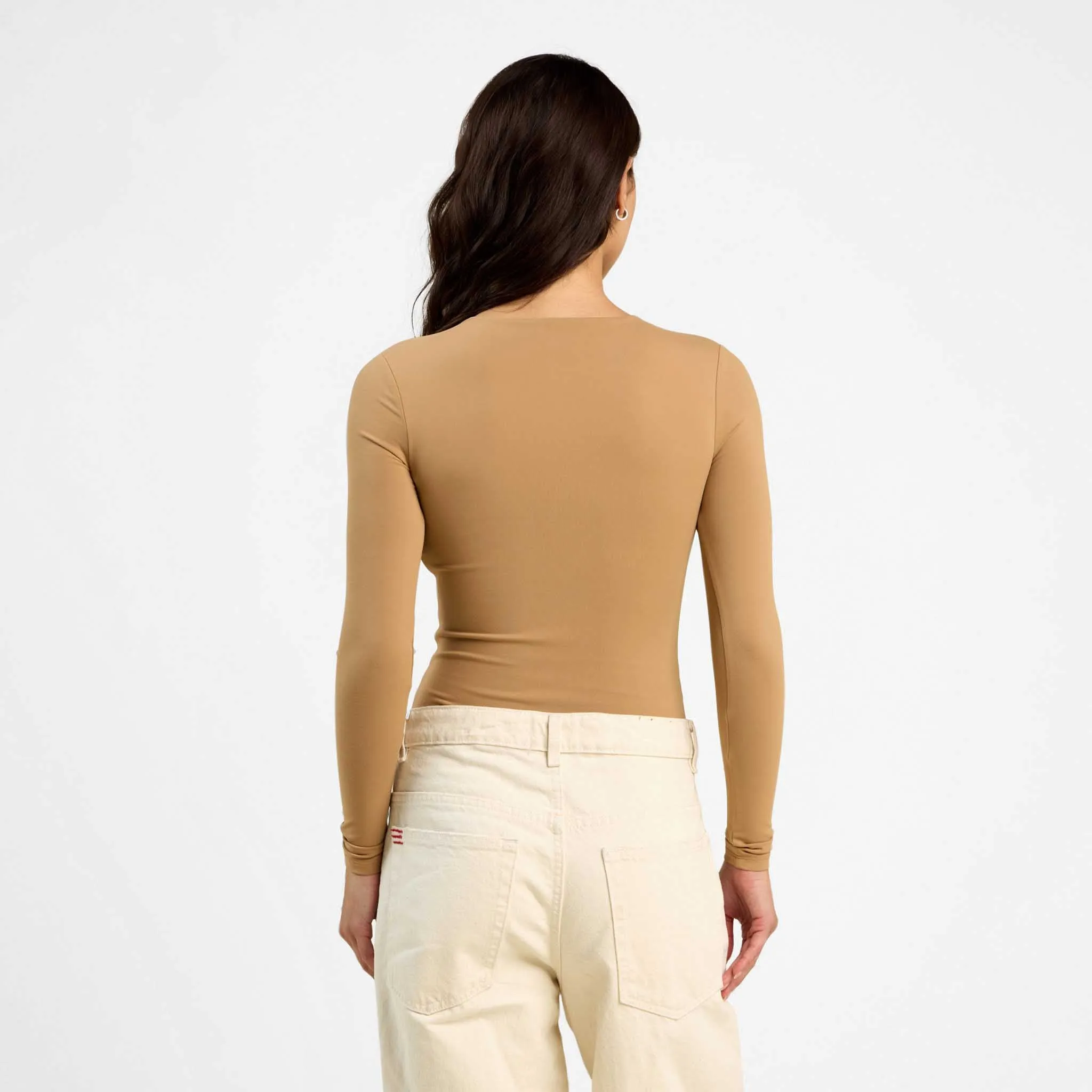 Long Sleeve Crewneck Bodysuit | Cinnamon