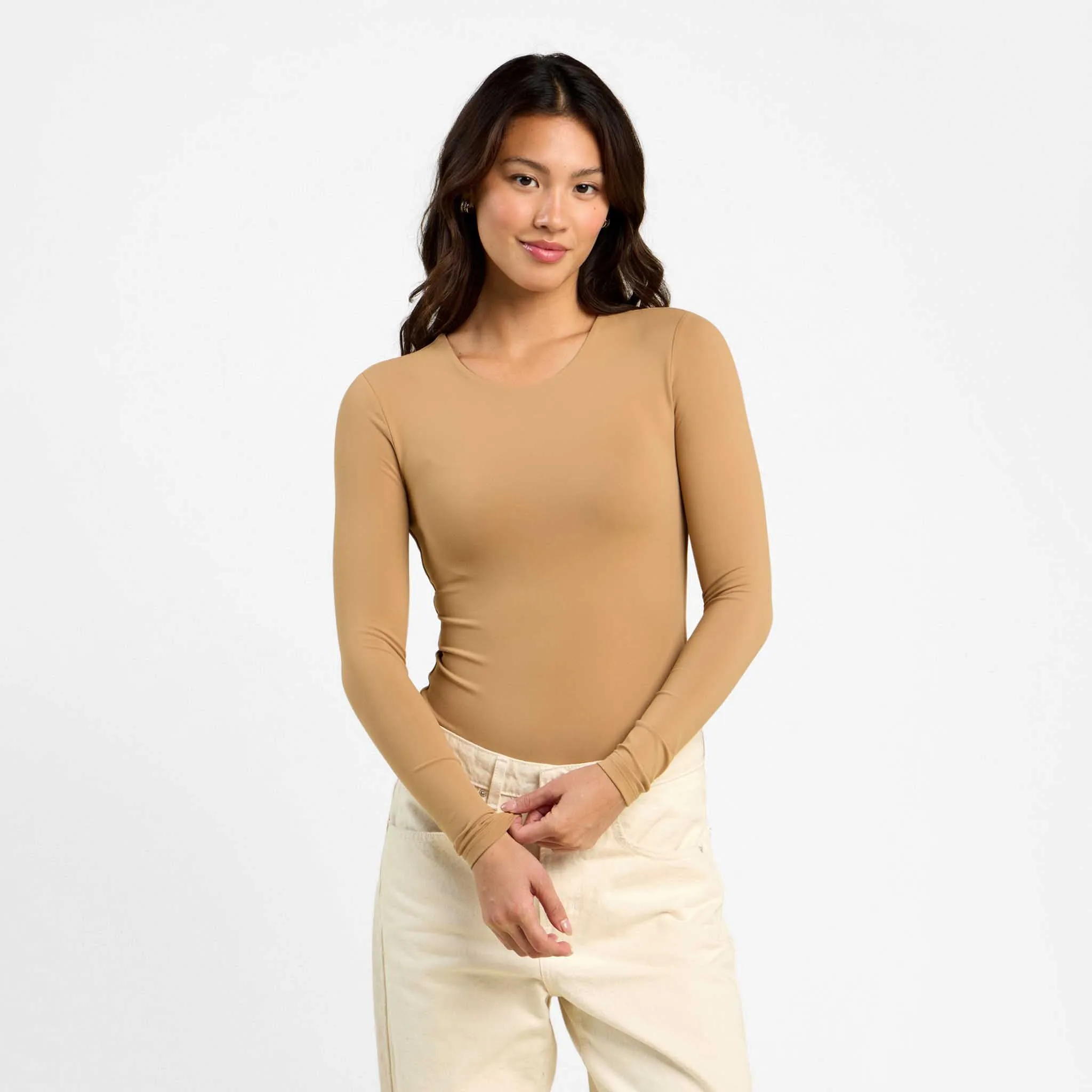 Long Sleeve Crewneck Bodysuit | Cinnamon