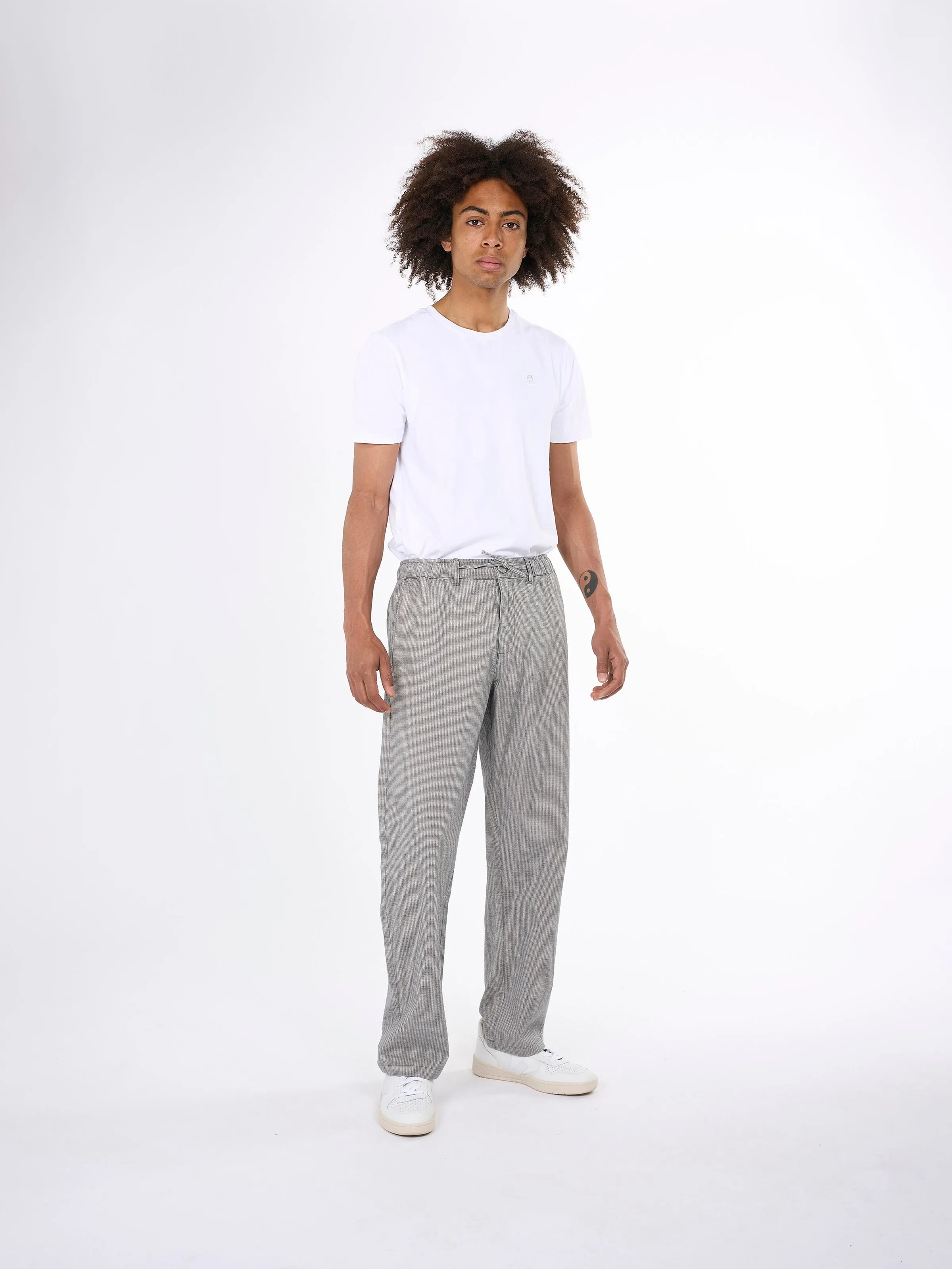 Loose fit pepita checked pant - Safari