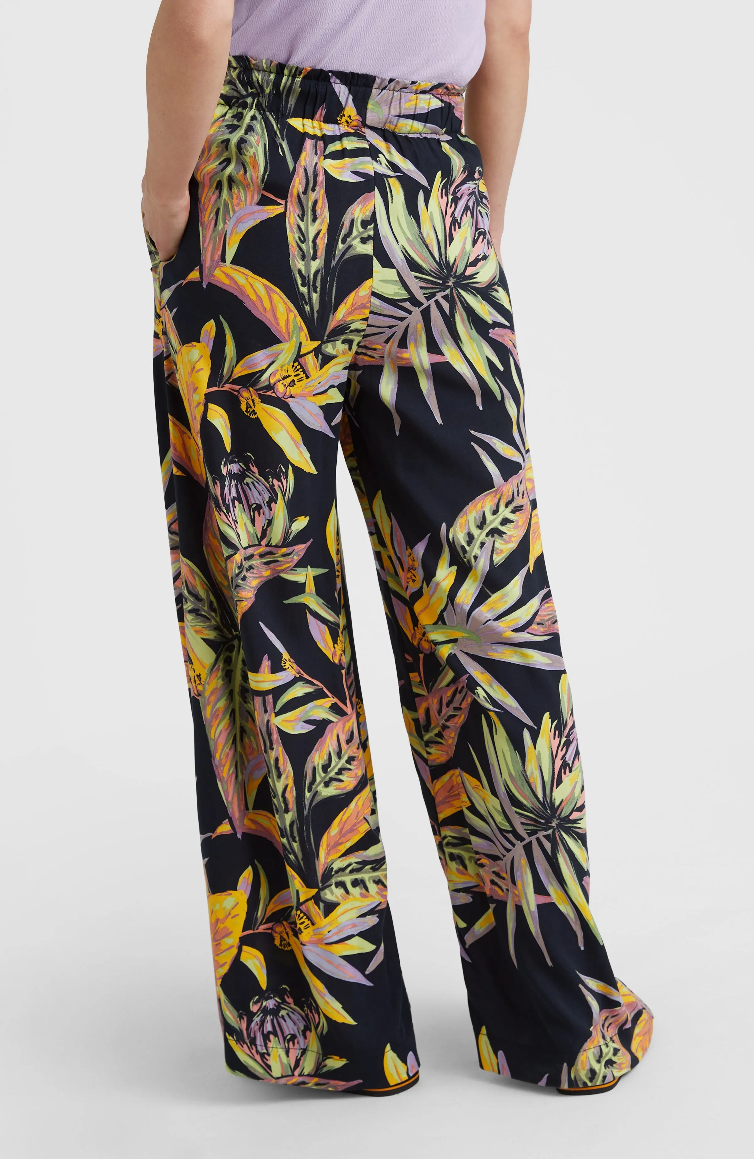 Malia High-Waist Beach Pants | Black Tropical Flower