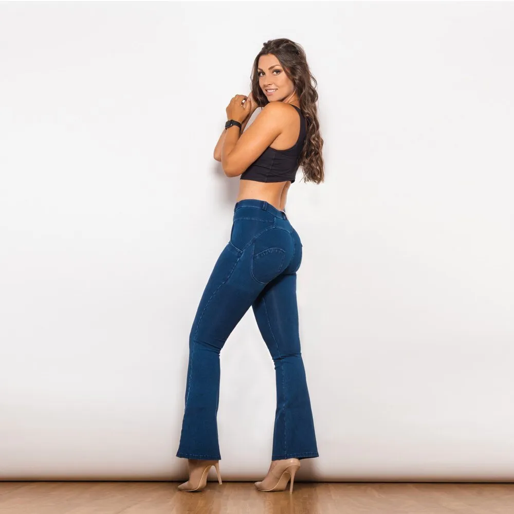 Melody Shaping Pant Mid Waist  Dark blue denim - Bootleg (Flare)