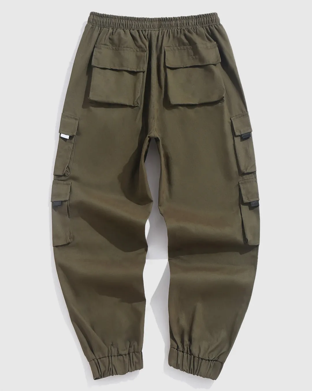 Men's Streetwear Multi-Pocket Drawstring Beam Feet Olive Green Cargo Pants