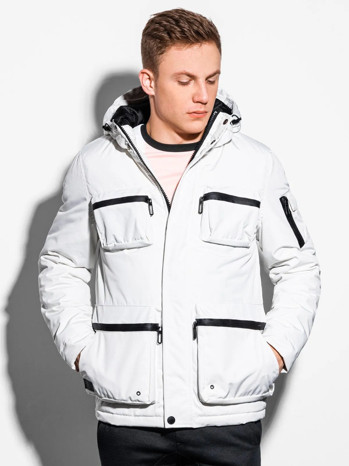 Men'S Winter Quilted Jacket Bohater White